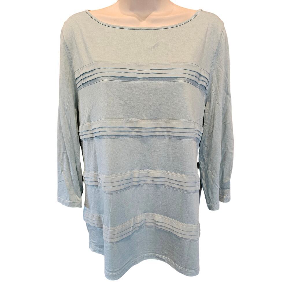 NWOT loft long sleeve mixed media ruffle trim 3D career casual teacher top XL